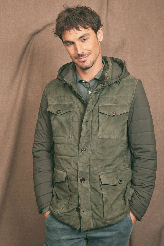 SUEDE DOWN JACKET MILITARY
