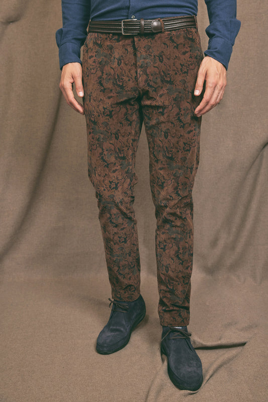 SMOOTH CORD TROUSERS BROWN