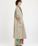COAT WITH EMBROIDERED FLOWERS ROPE