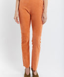 LEATHER STRETCH PANTS CORAL