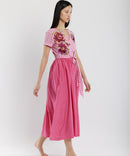 EMBROIDERED TOP DRESS PINK