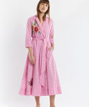 VICHY EMBROIDERED DRESS PINK