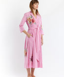 VICHY EMBROIDERED DRESS PINK