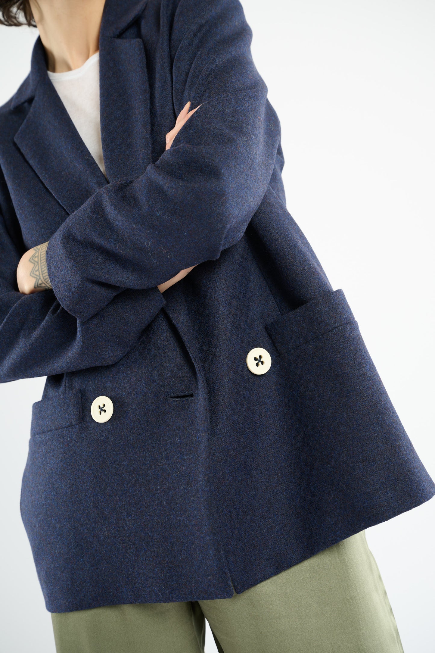 CASHMERE AND WOOL JACKET NAVY