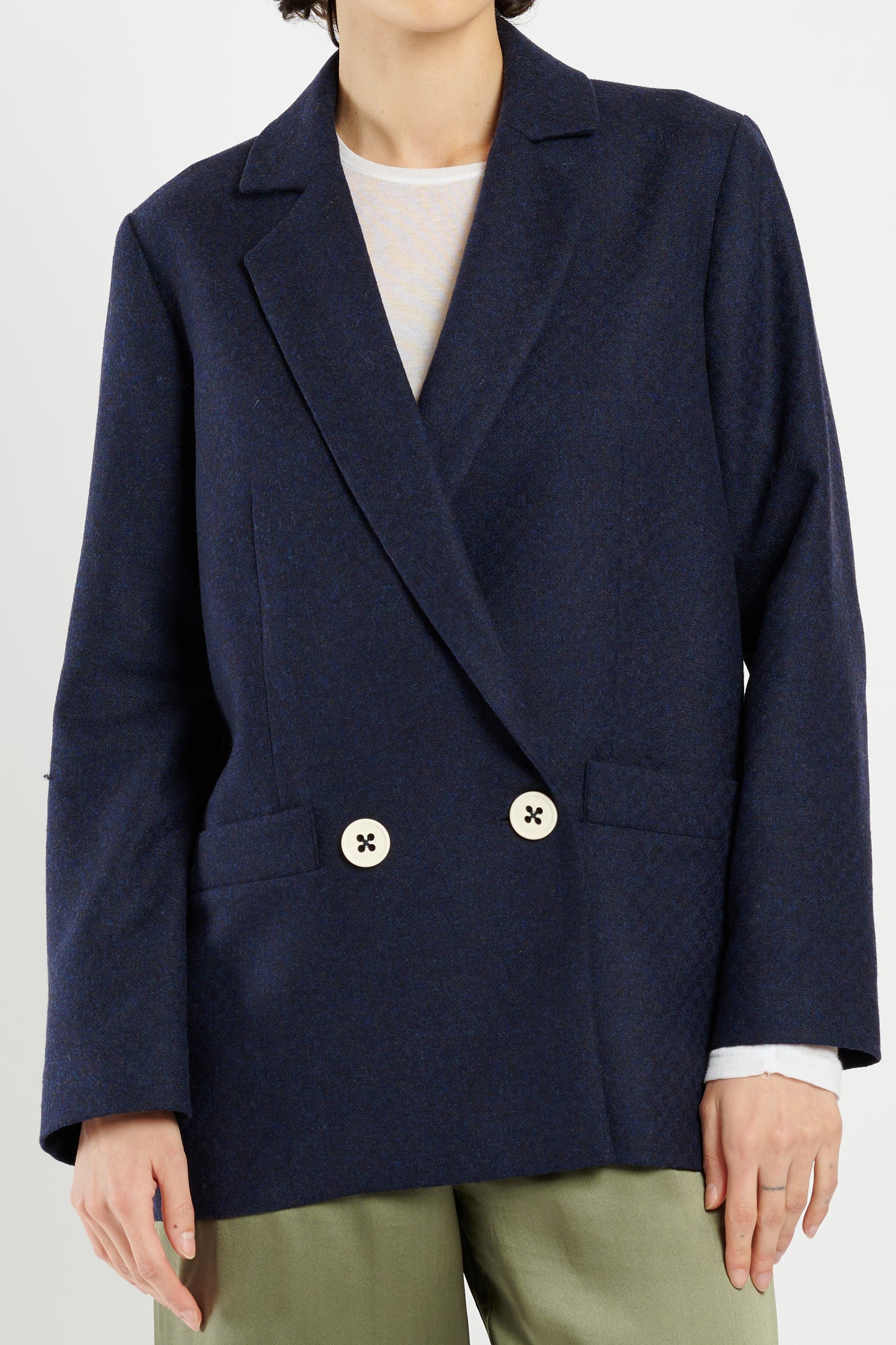 CASHMERE AND WOOL JACKET NAVY