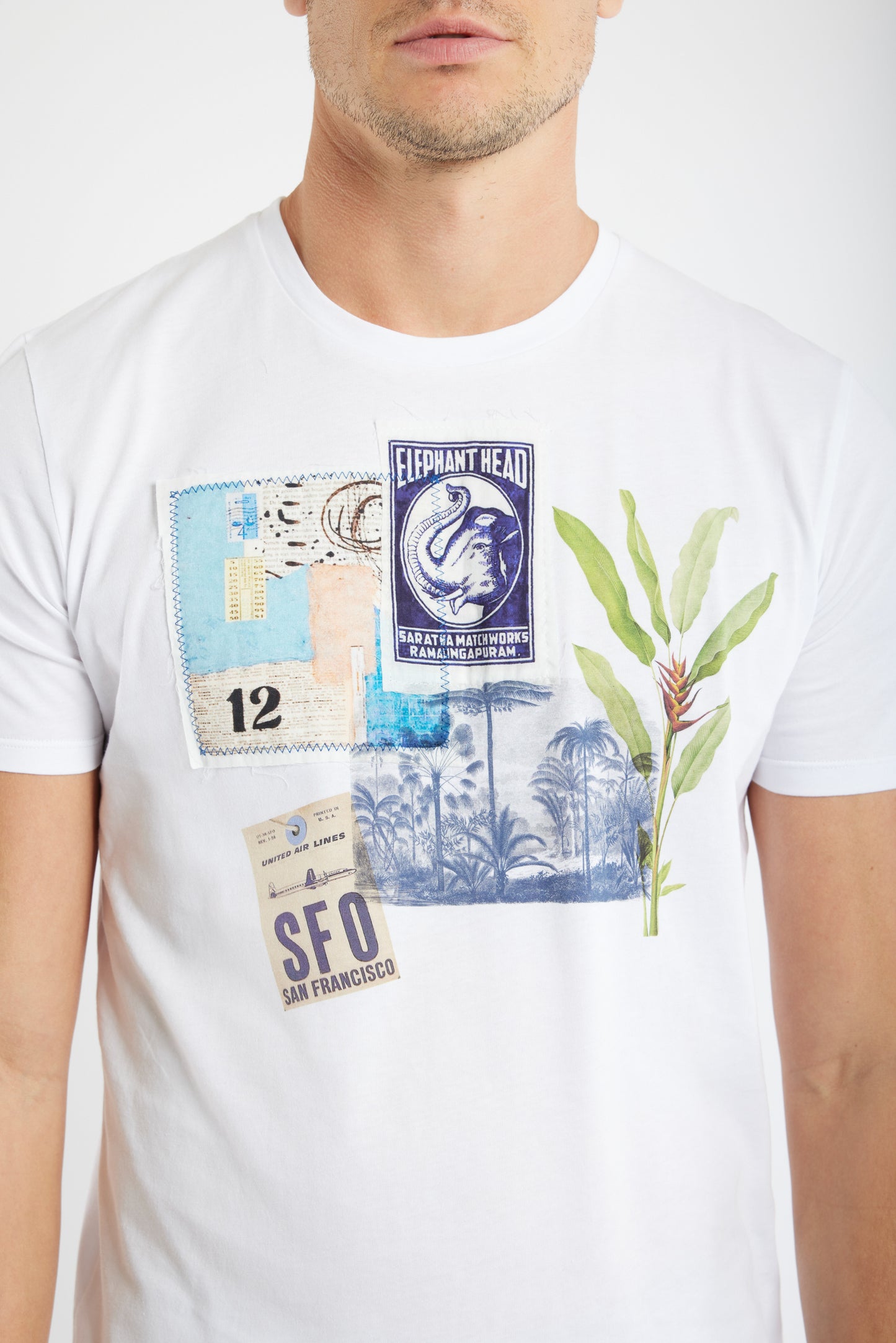 T-SHIRT WITH PATCHES PLANTS