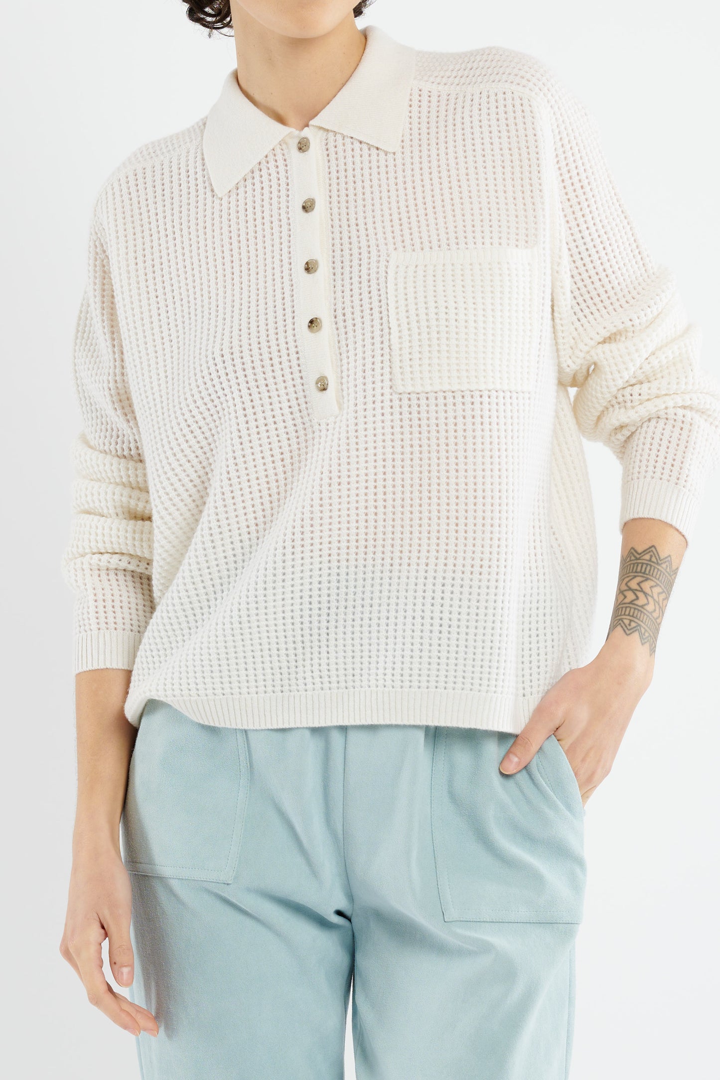 KNITTED POLO WHITE