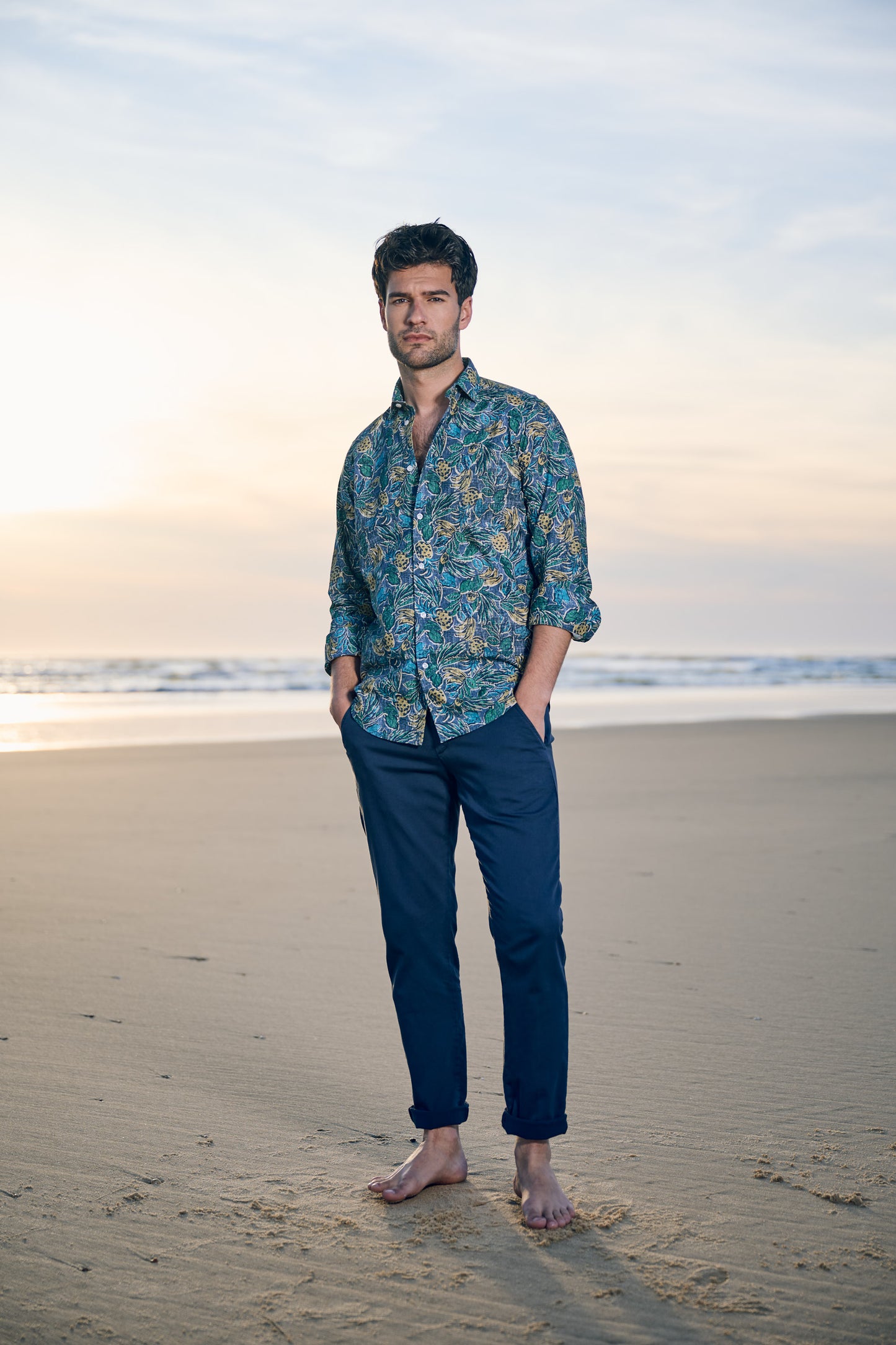 PANTALON EN JERSEY MARINE