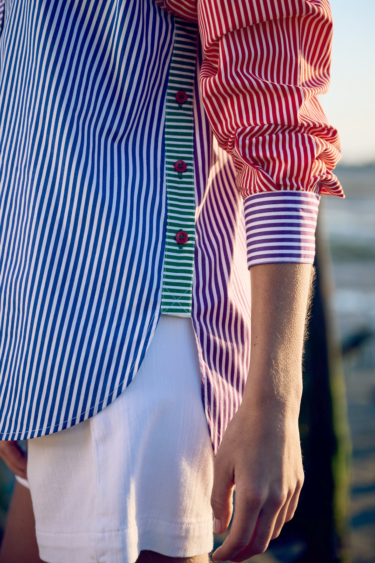 PATCHED STRIPED SHIRT MULTICOLOURED