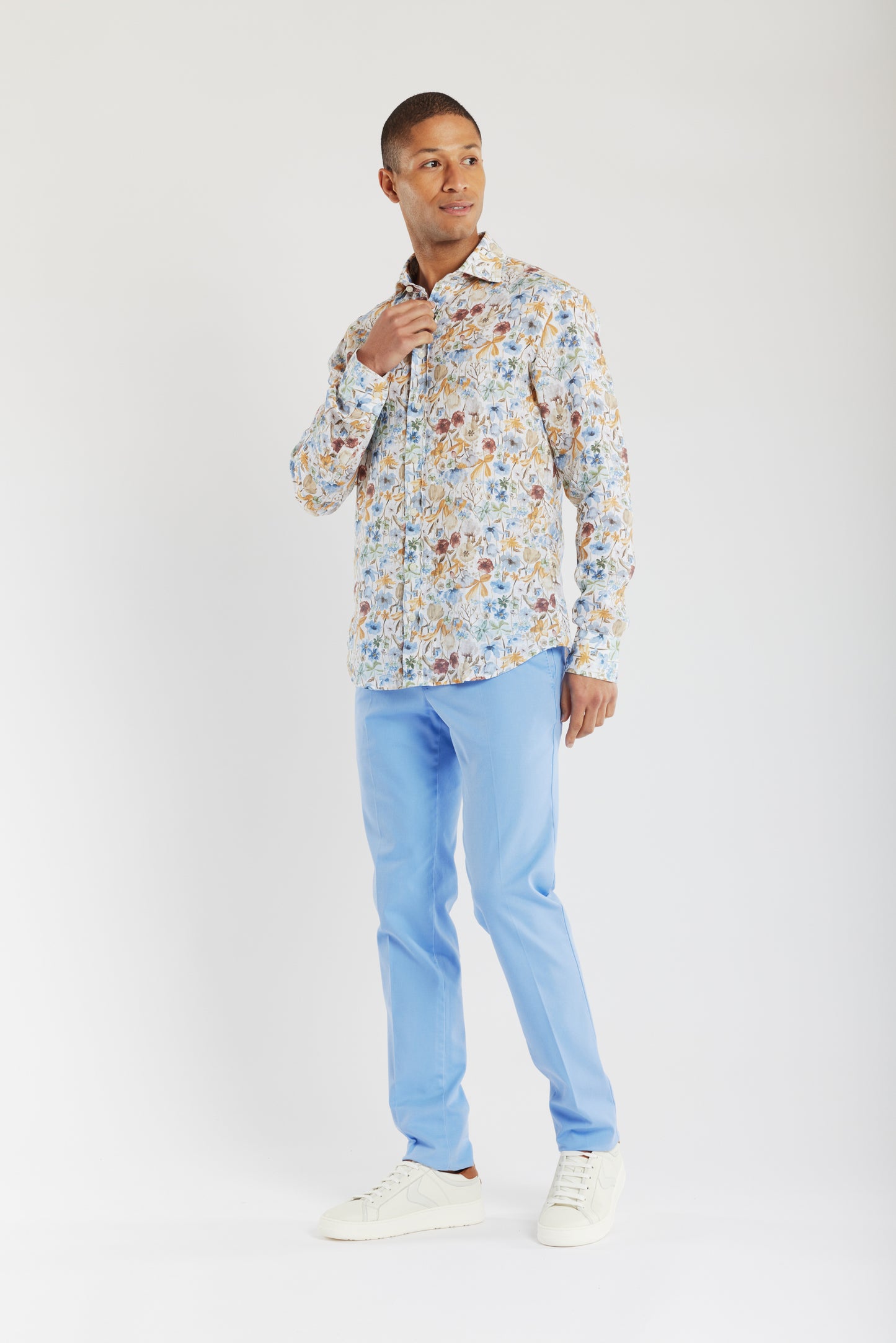 SUPER SLIM FIT EN PIQUÉ BLEUET