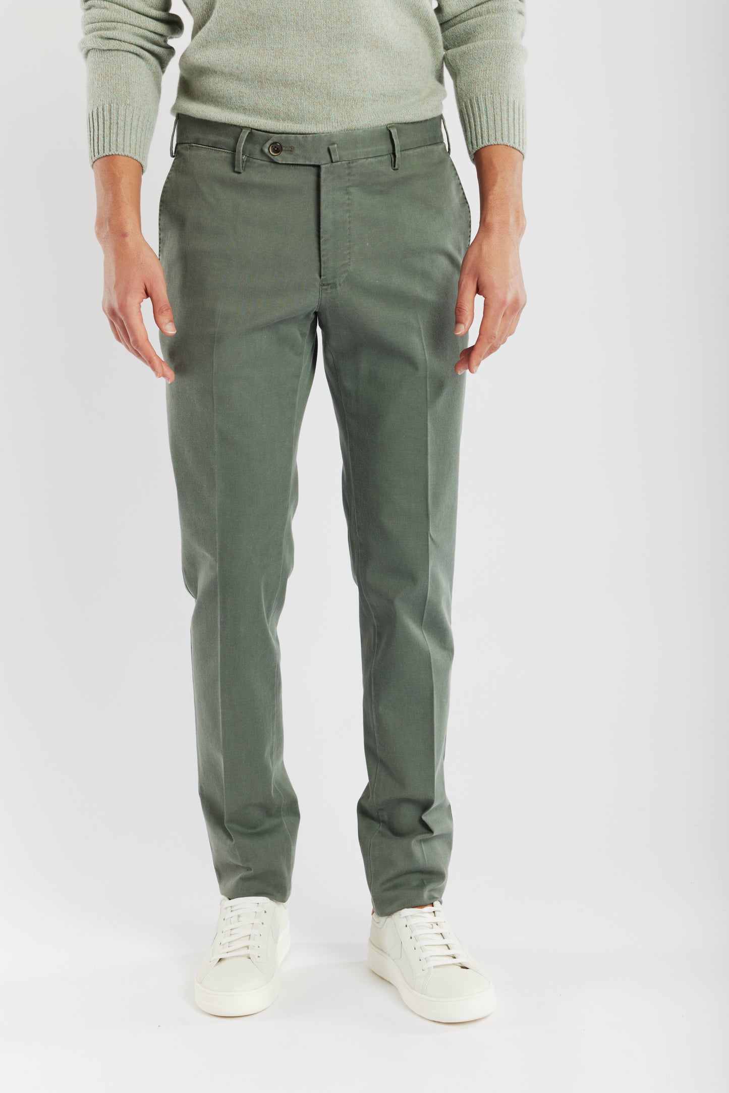 SUPER SLIM FIT EN PIQUÉ VERT DE GRIS