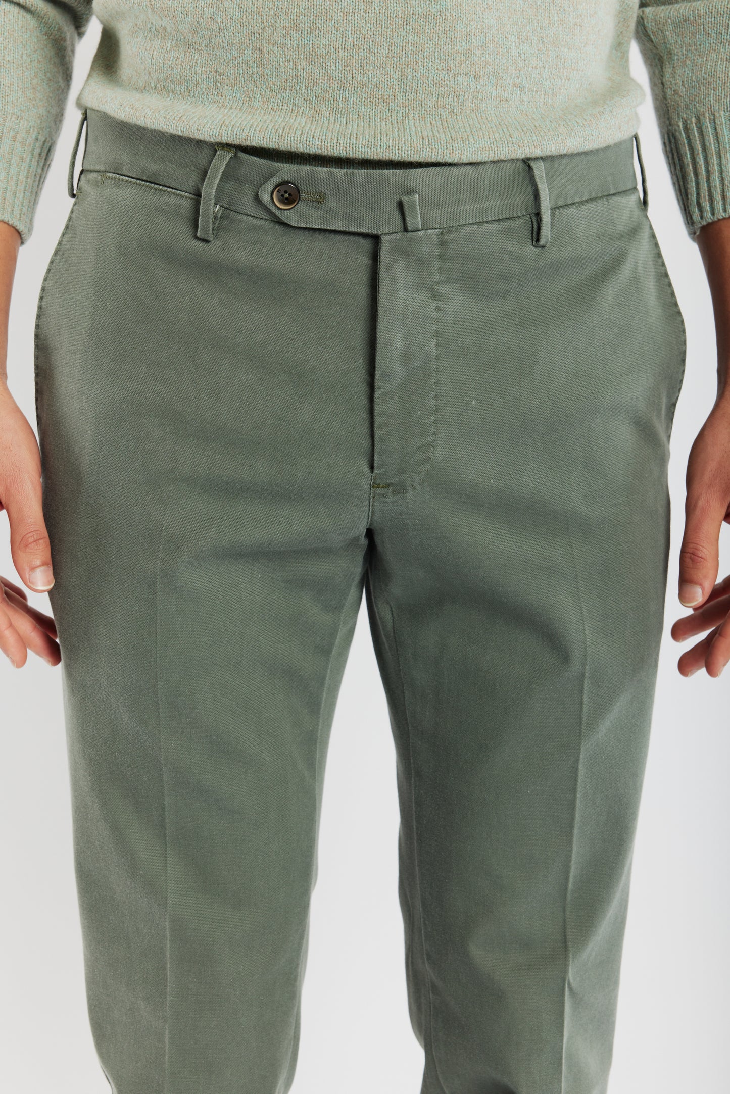 SUPER SLIM FIT EN PIQUÉ VERT DE GRIS