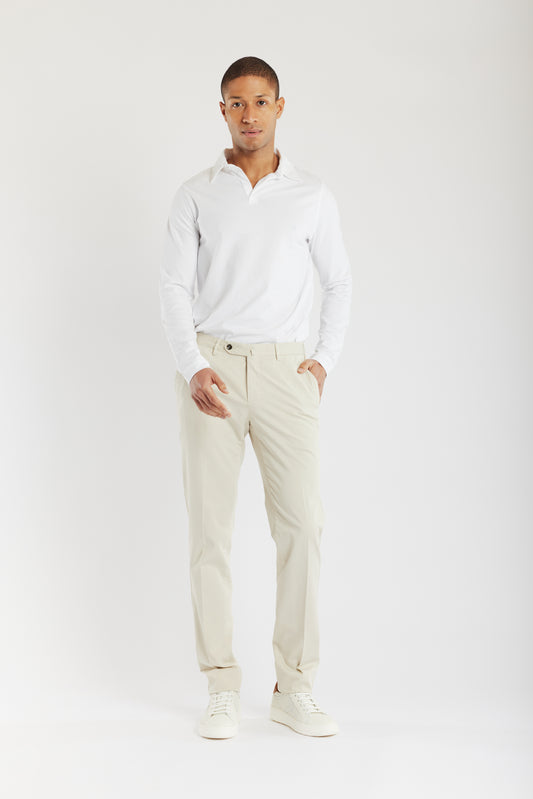 SUPER SLIM FIT COTON SOIE BEIGE CLAIR