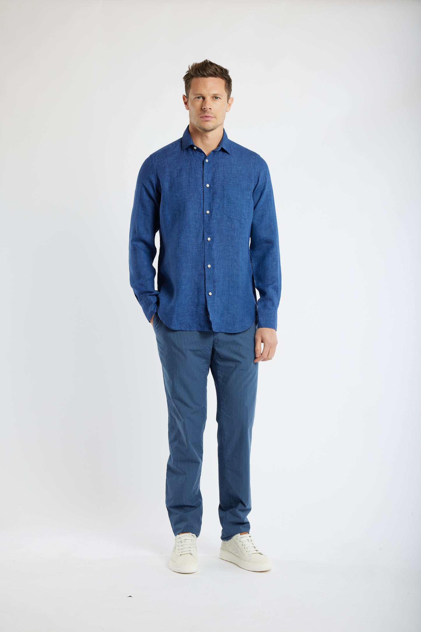 PANTALON SLIM FIT SEERSUCKER MARINE