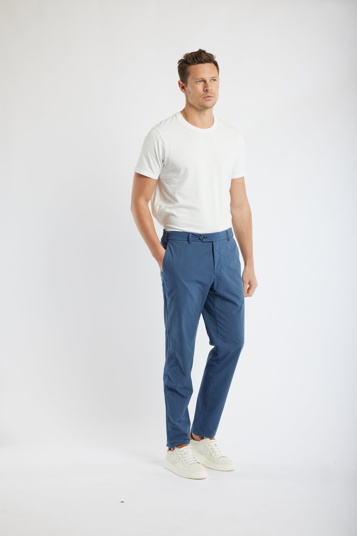 PANTALON SLIM FIT SEERSUCKER MARINE