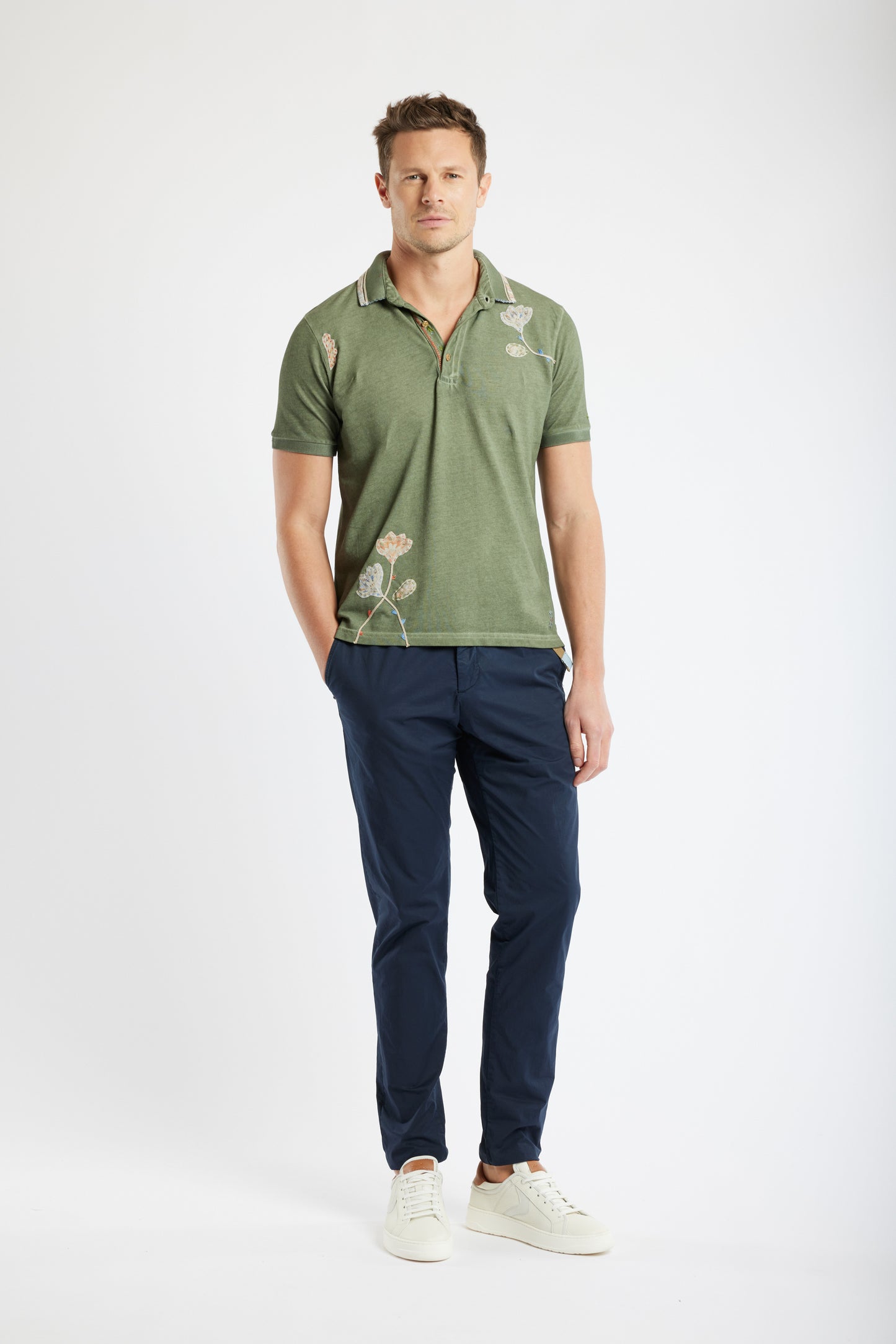 PANTALON RELAX EN POPELINE MARINE