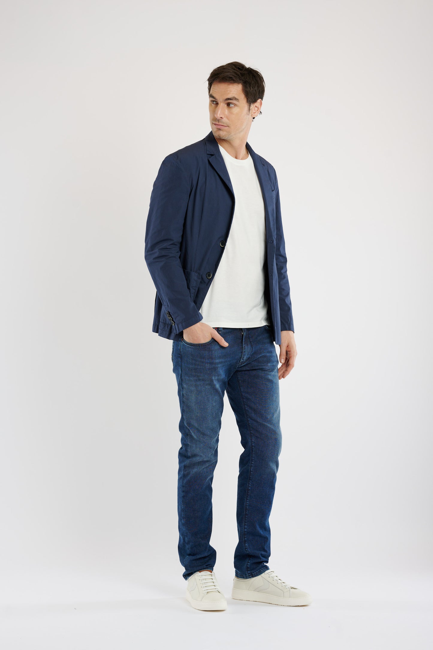 VESTE EN POPELINE STRETCH MARINE