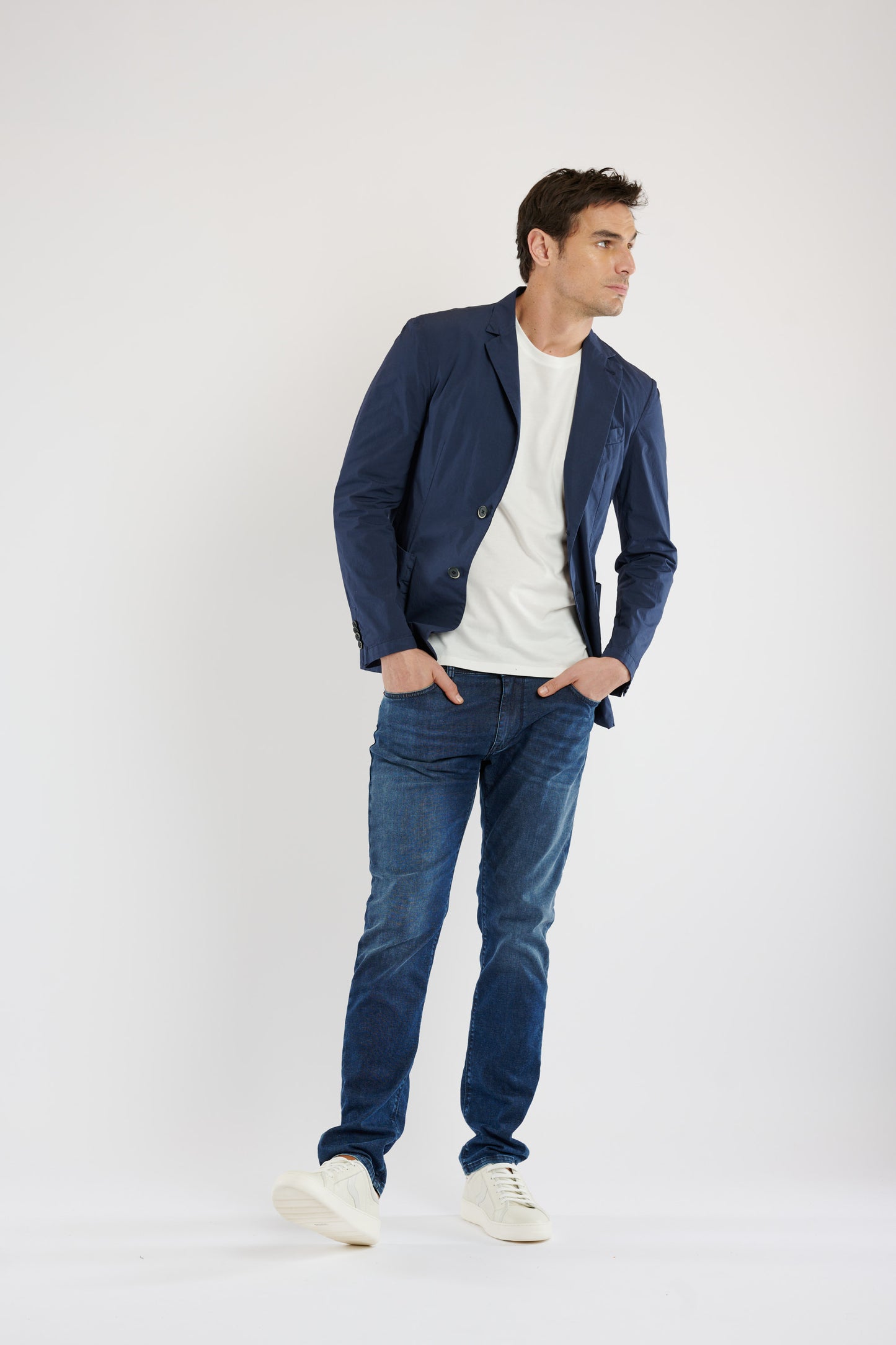 VESTE EN POPELINE STRETCH MARINE