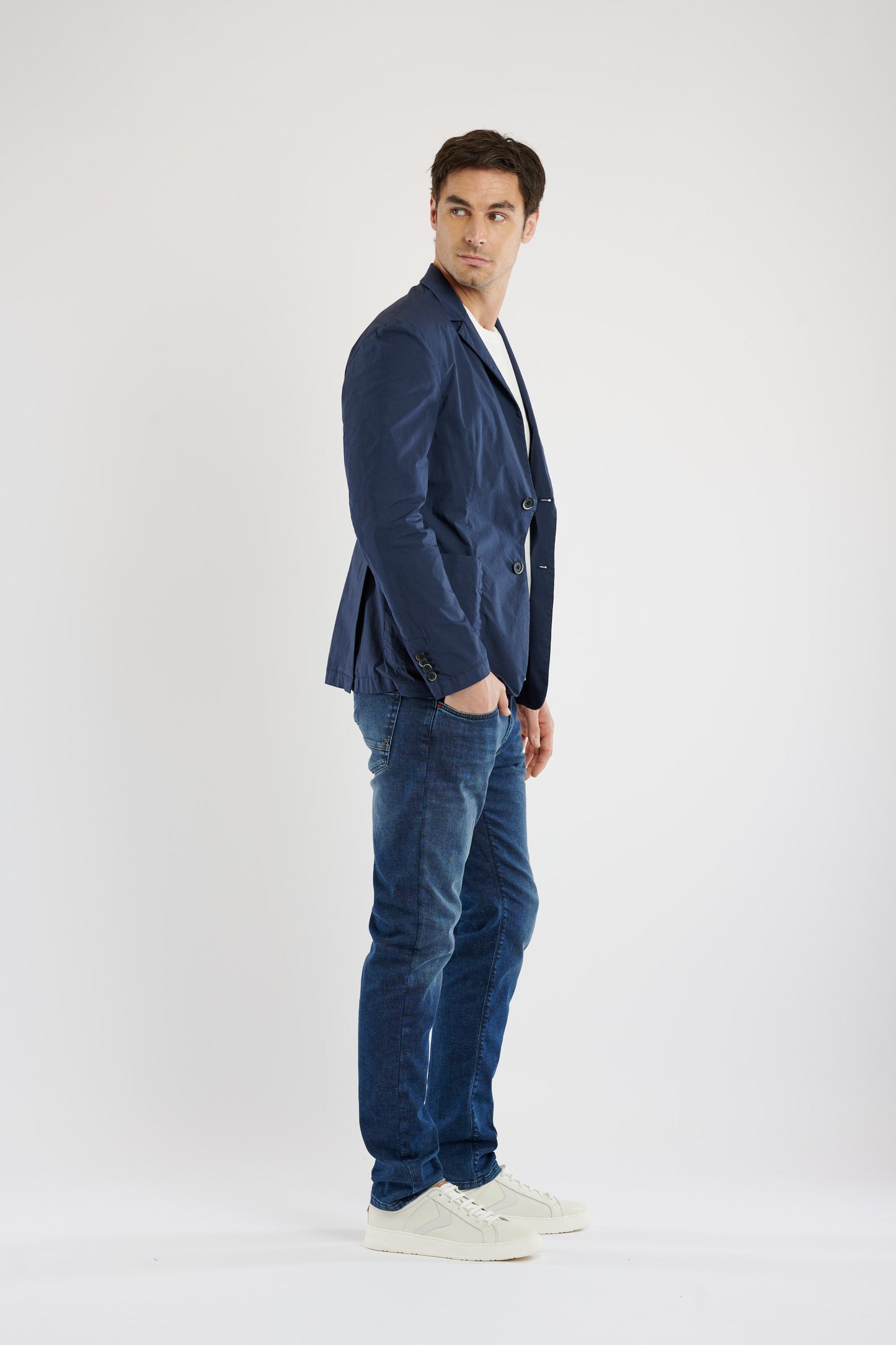 VESTE EN POPELINE STRETCH MARINE