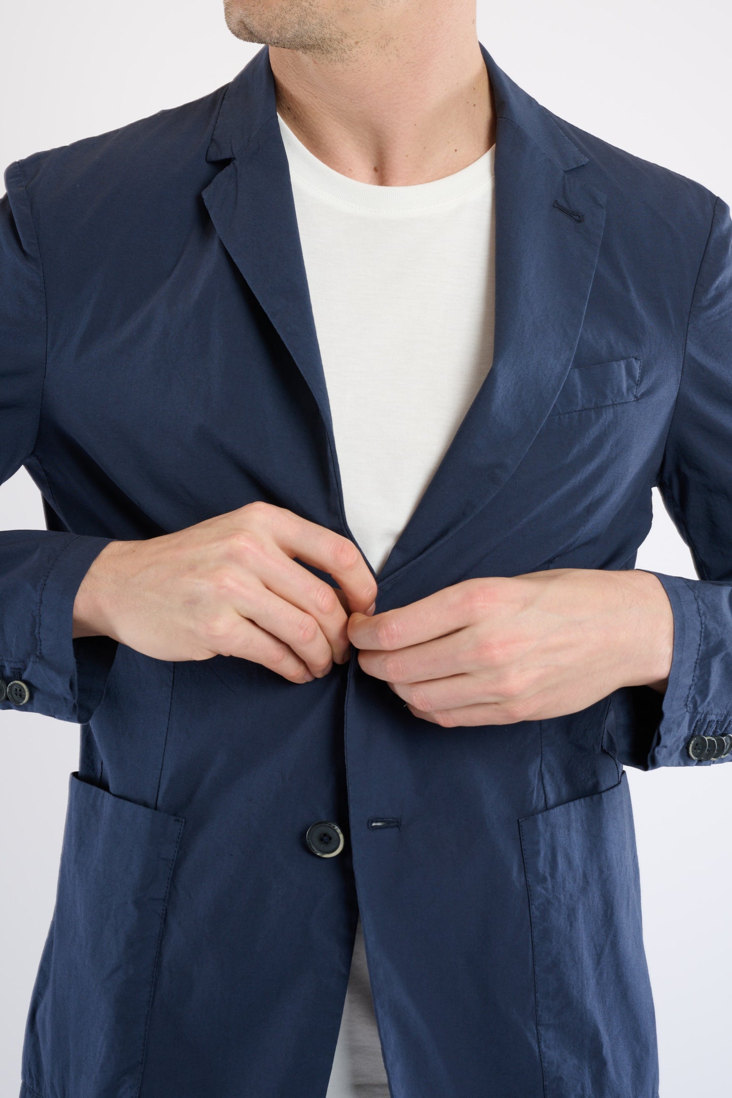 VESTE EN POPELINE STRETCH MARINE