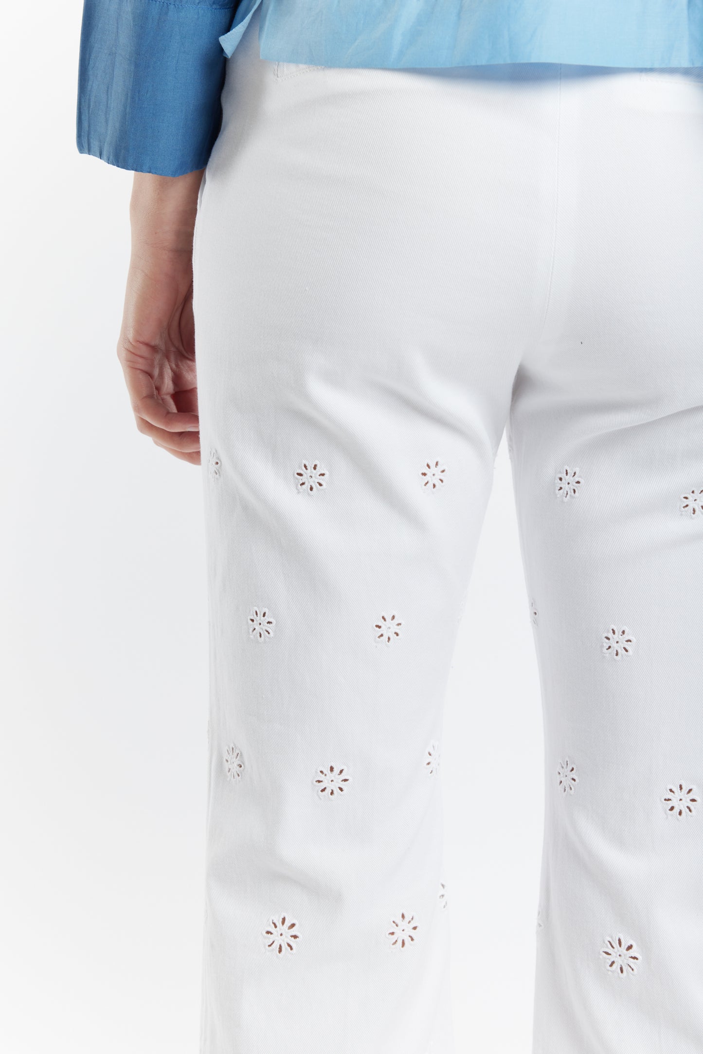 ENGLISH EMBROIDERY TROUSERS WHITE