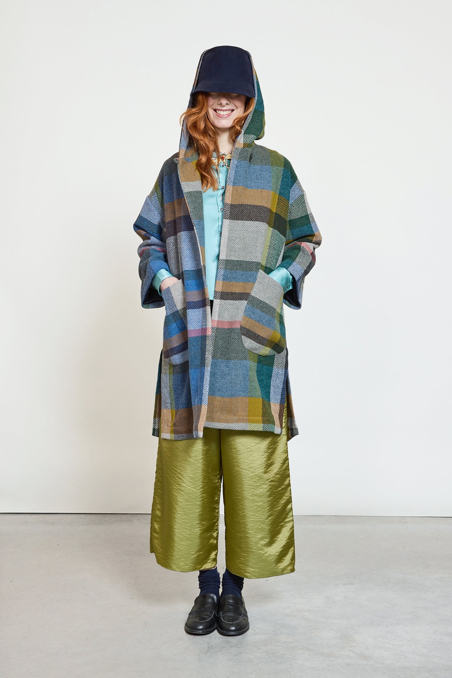 MANTEAU TARTAN MARINE