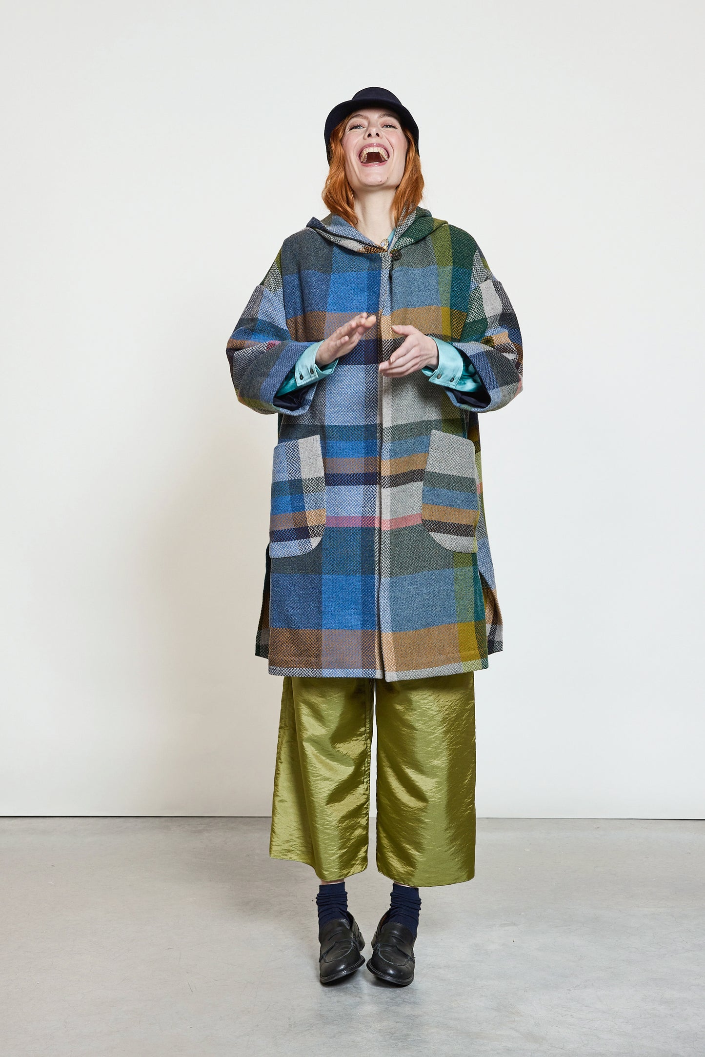 MANTEAU TARTAN MARINE
