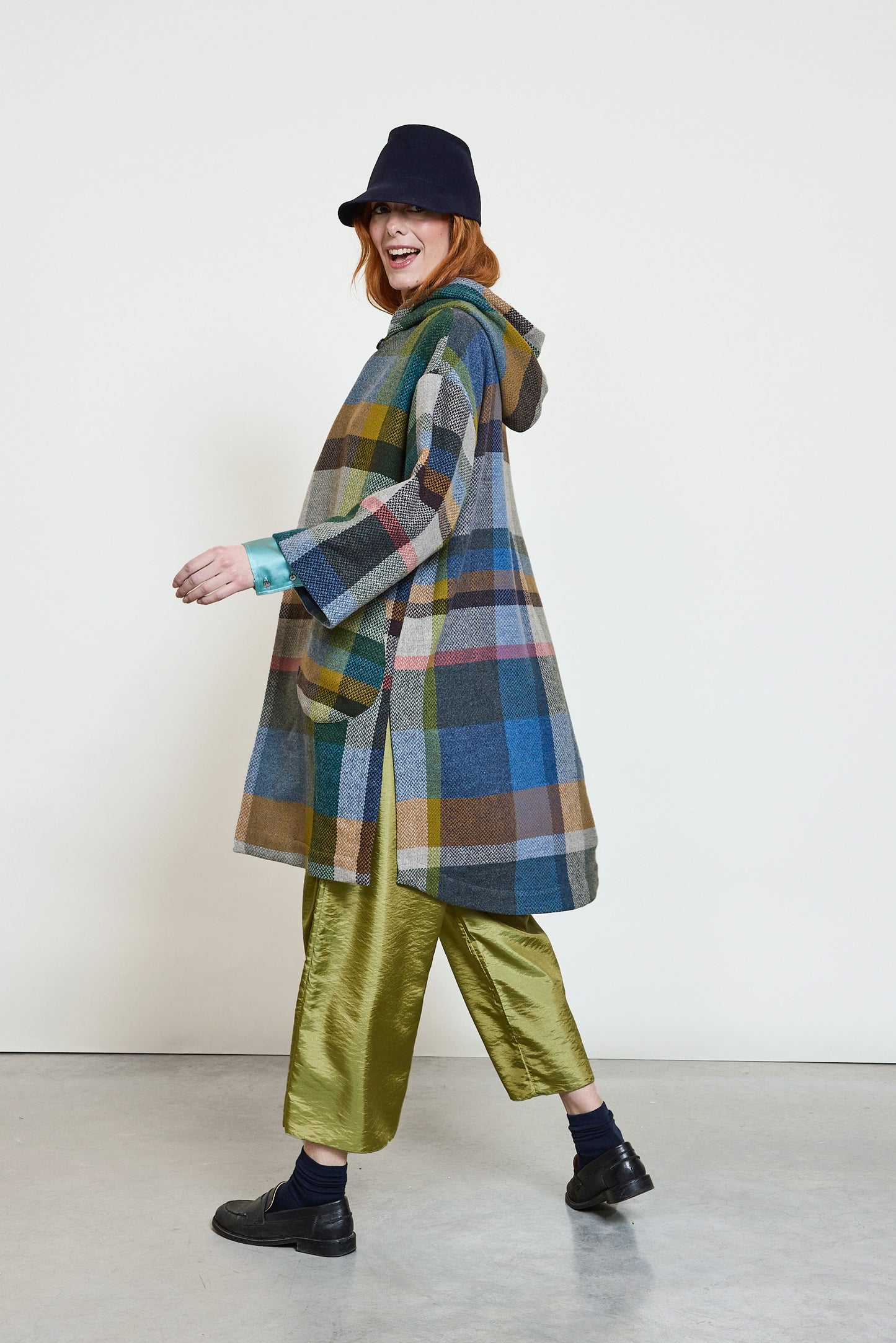 MANTEAU TARTAN MARINE