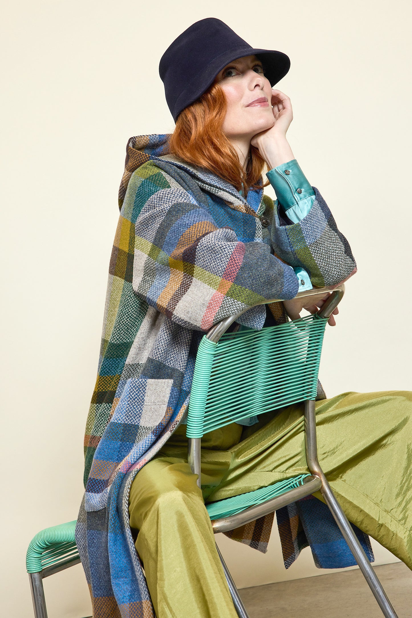 MANTEAU TARTAN MARINE