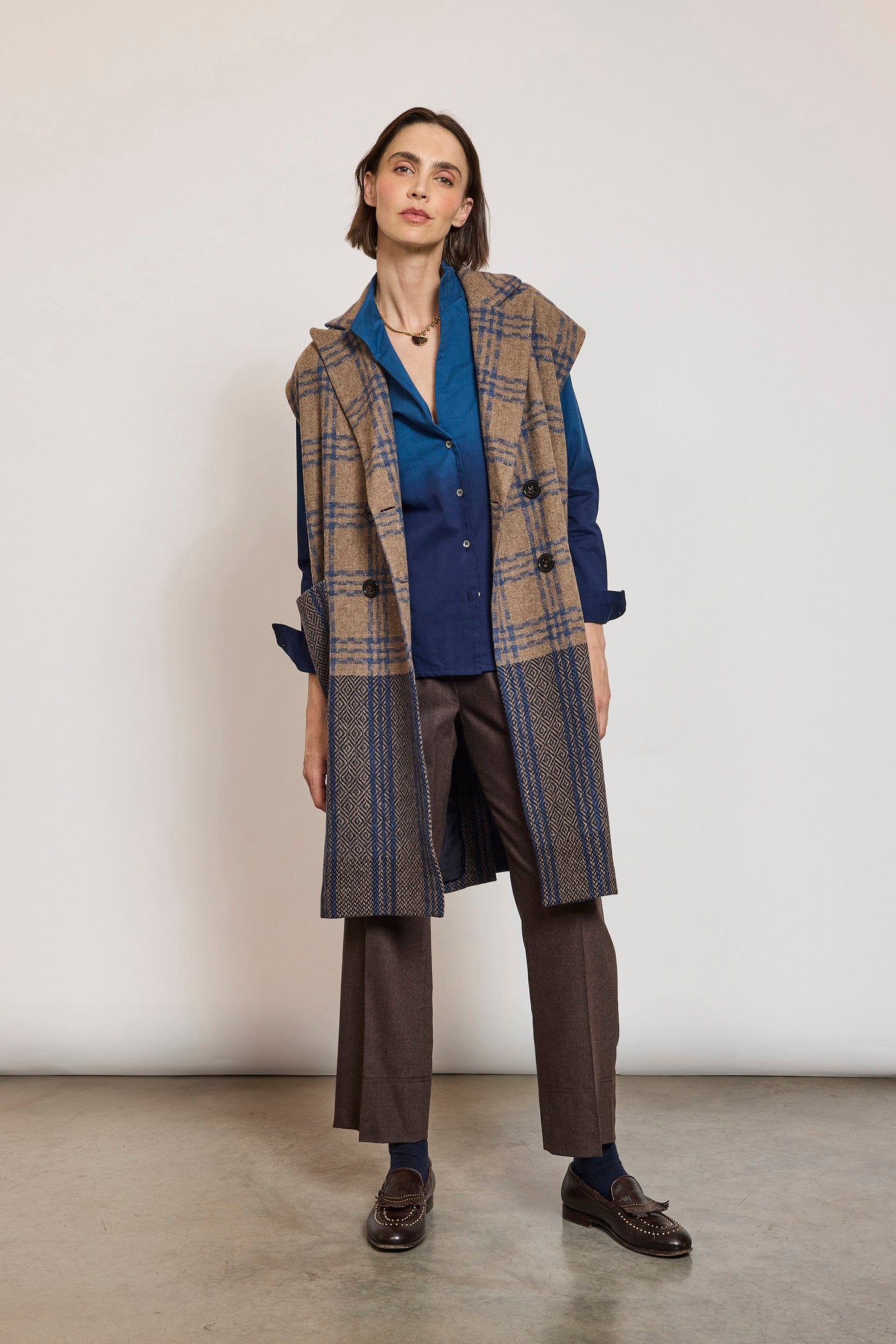 SLEEVELESS WOOL JACKET navy