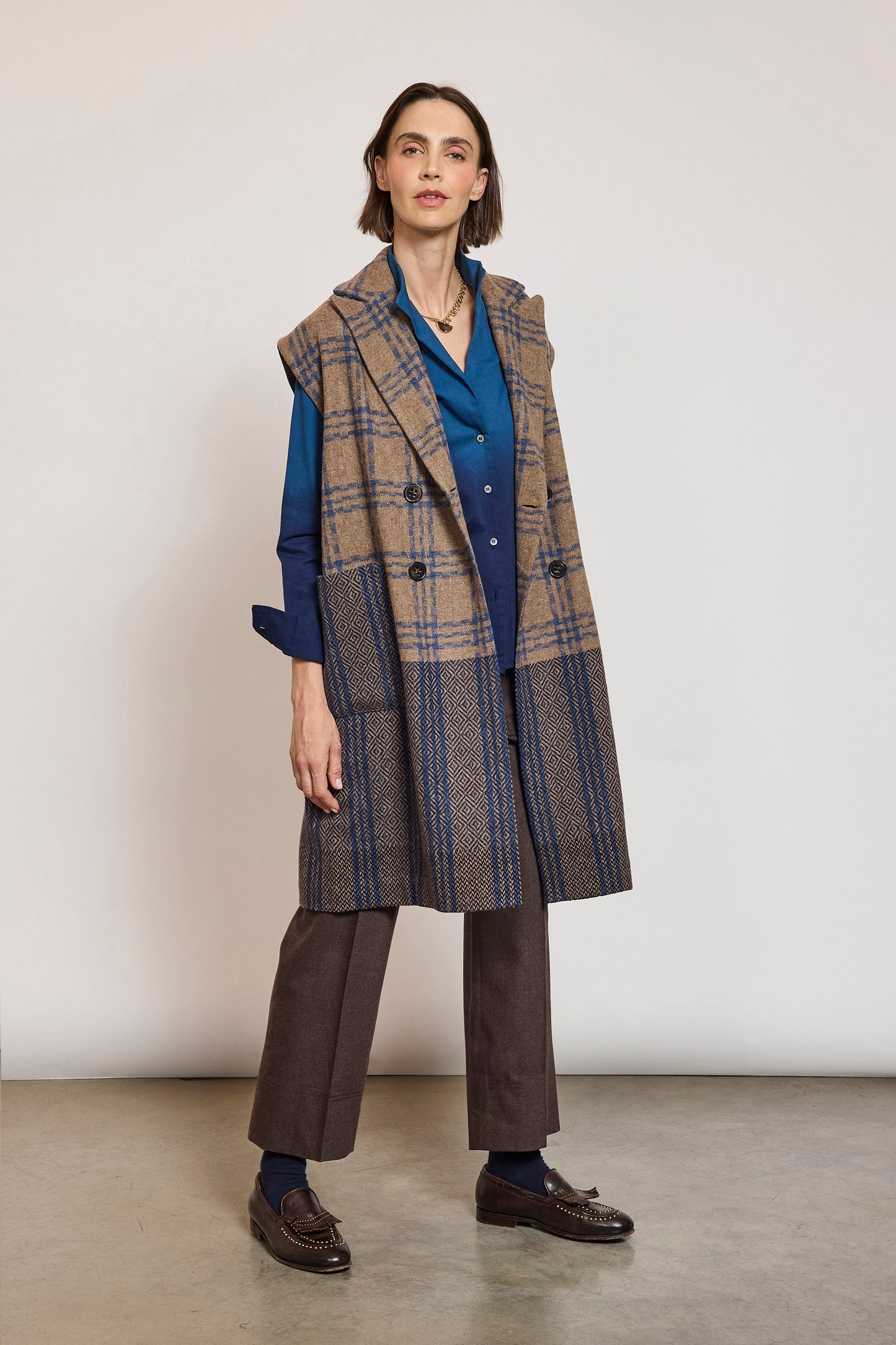 SLEEVELESS WOOL JACKET navy