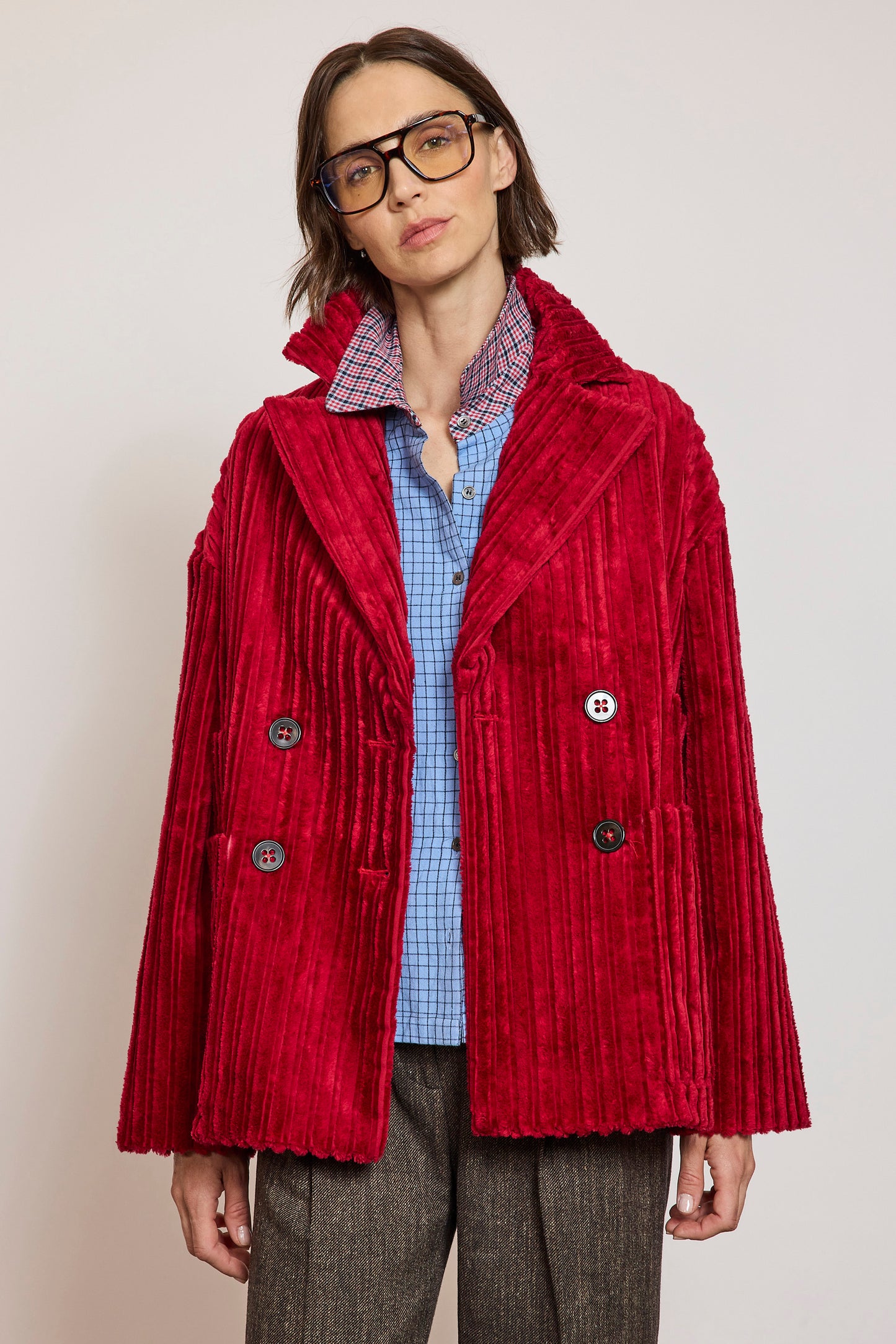 CABAN MAXI VELOURS FRAISE