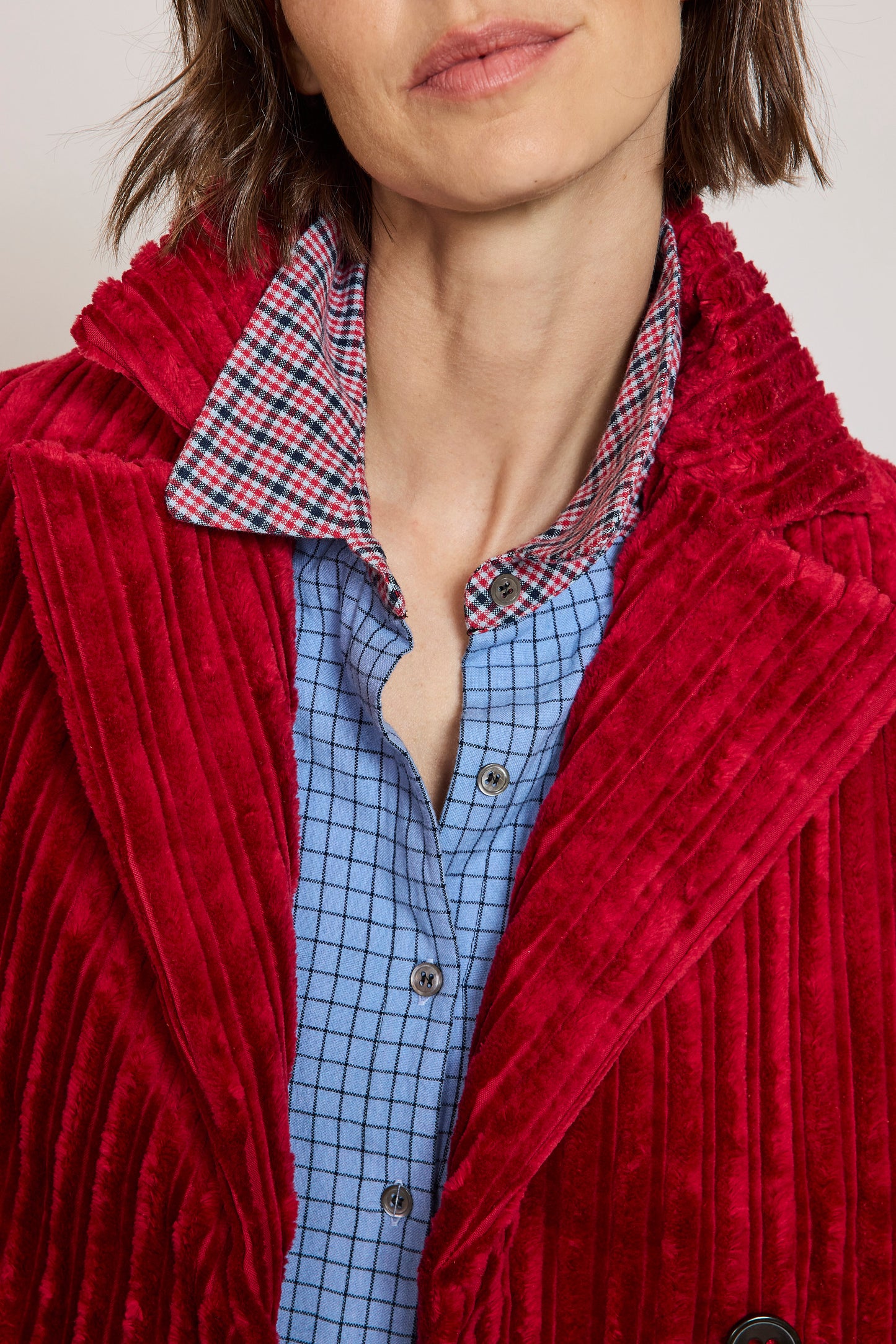 CABAN MAXI VELOURS FRAISE