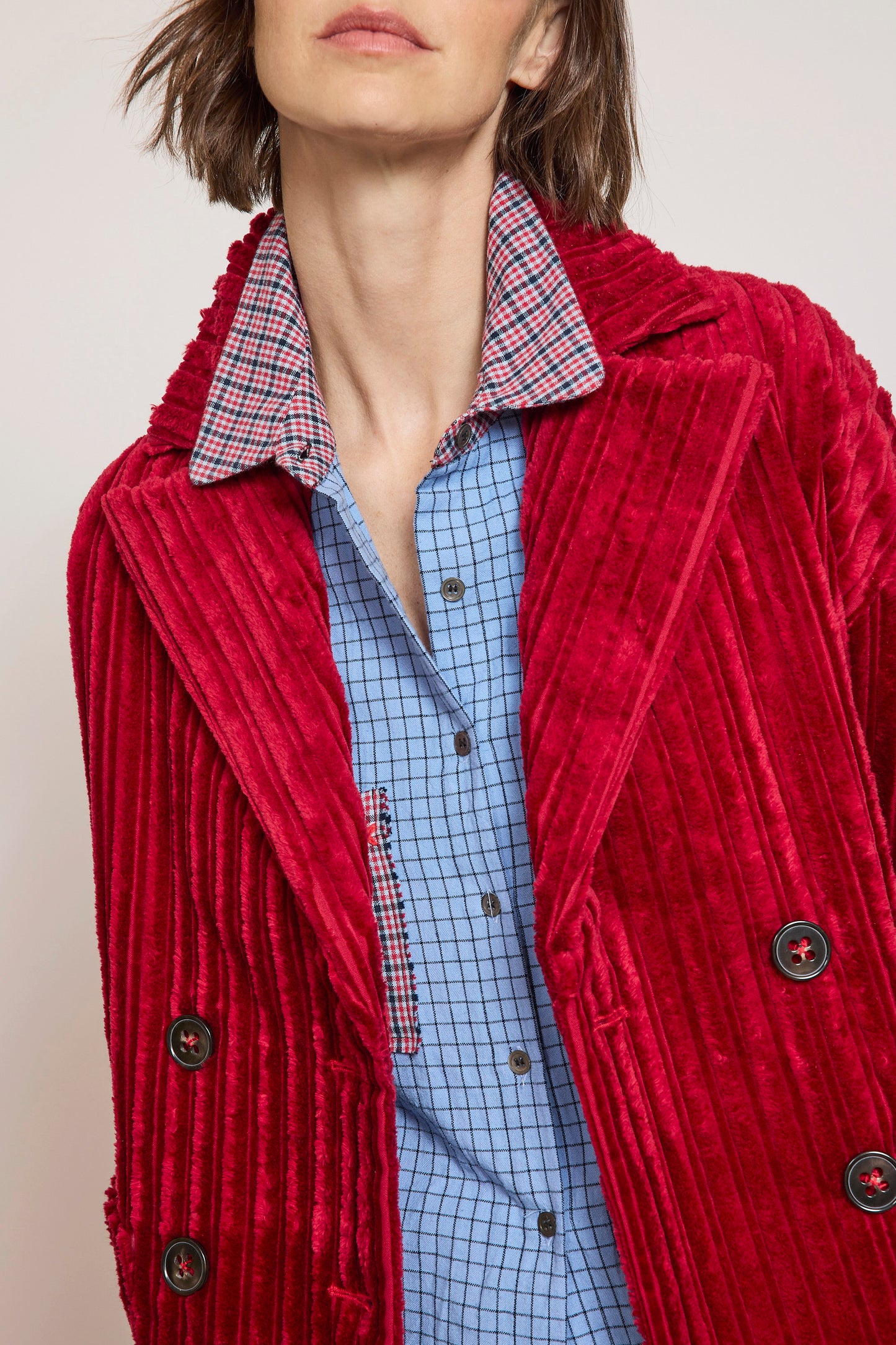 CABAN MAXI VELOURS FRAISE