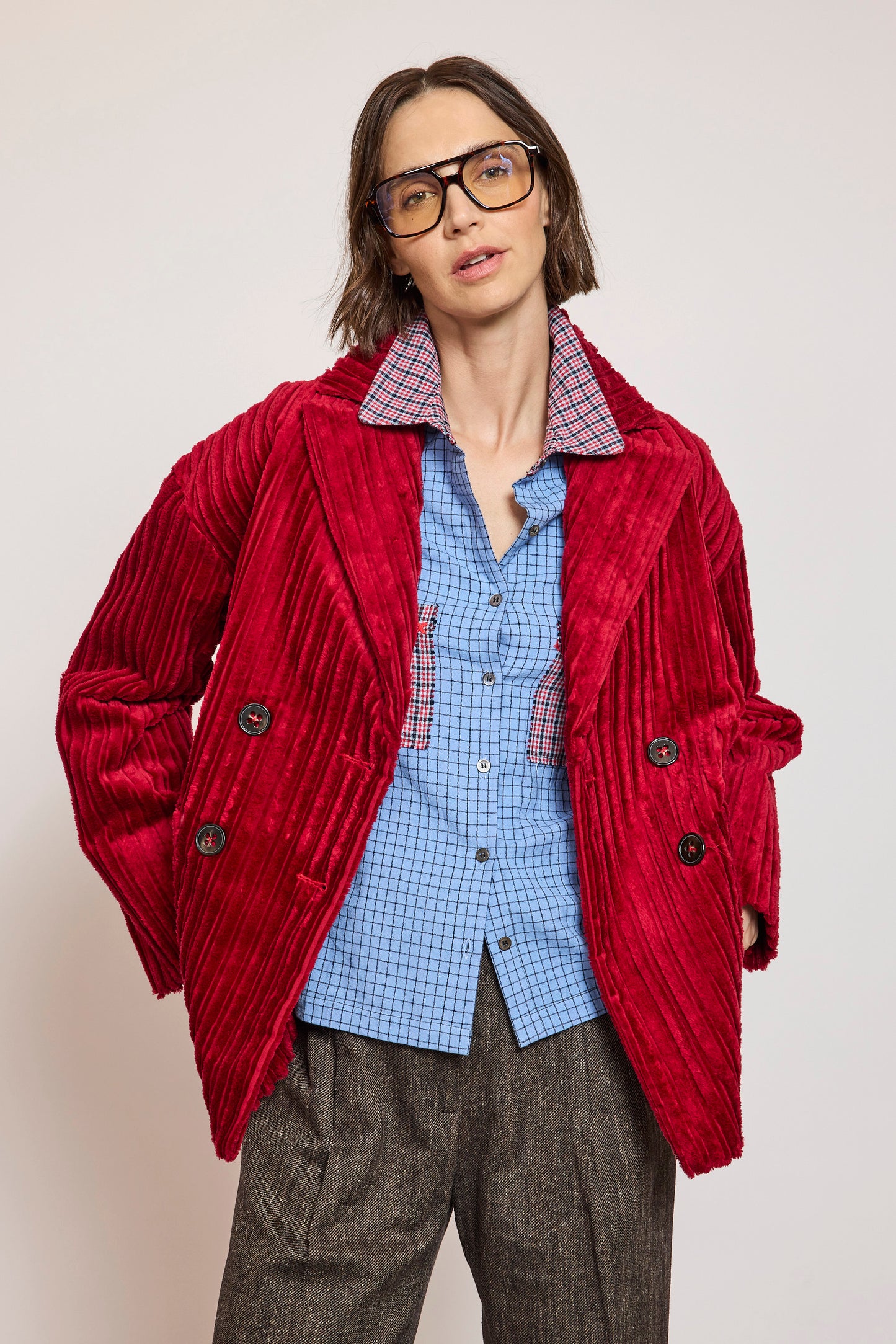 CABAN MAXI VELOURS FRAISE