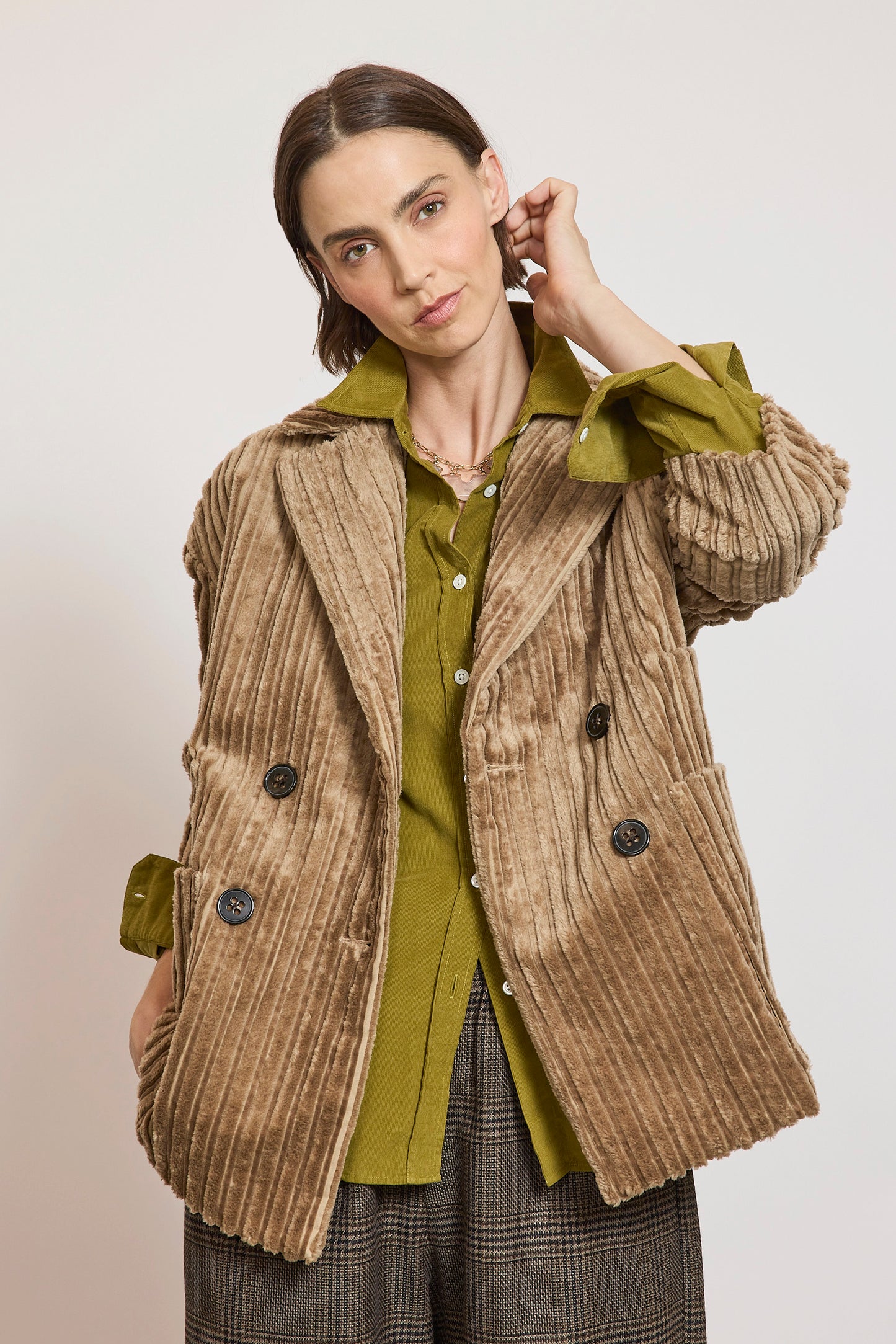 MAXI CORDUROY CABAN SAND