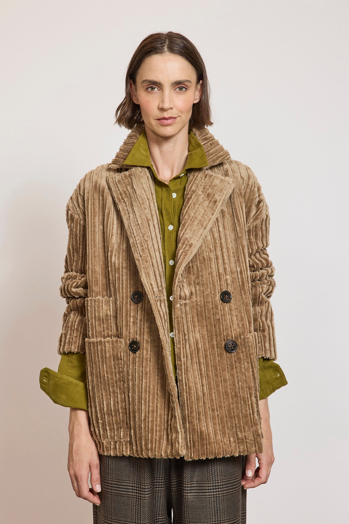 MAXI CORDUROY CABAN SAND