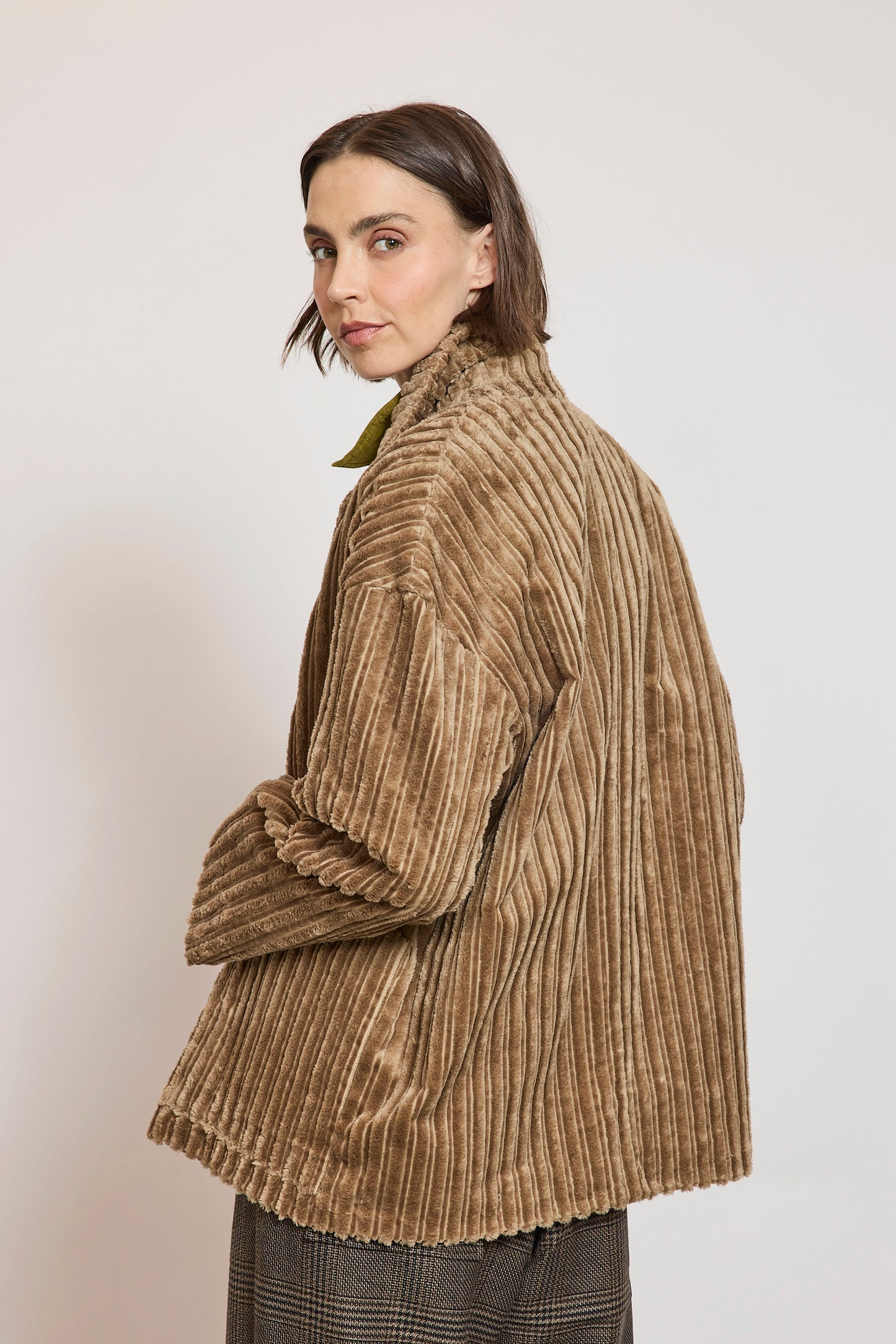 MAXI CORDUROY CABAN SAND