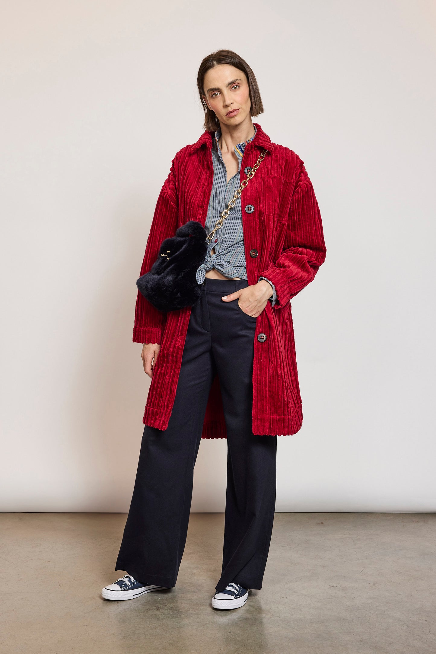 SURCHEMISE MAXI VELOURS FRAISE