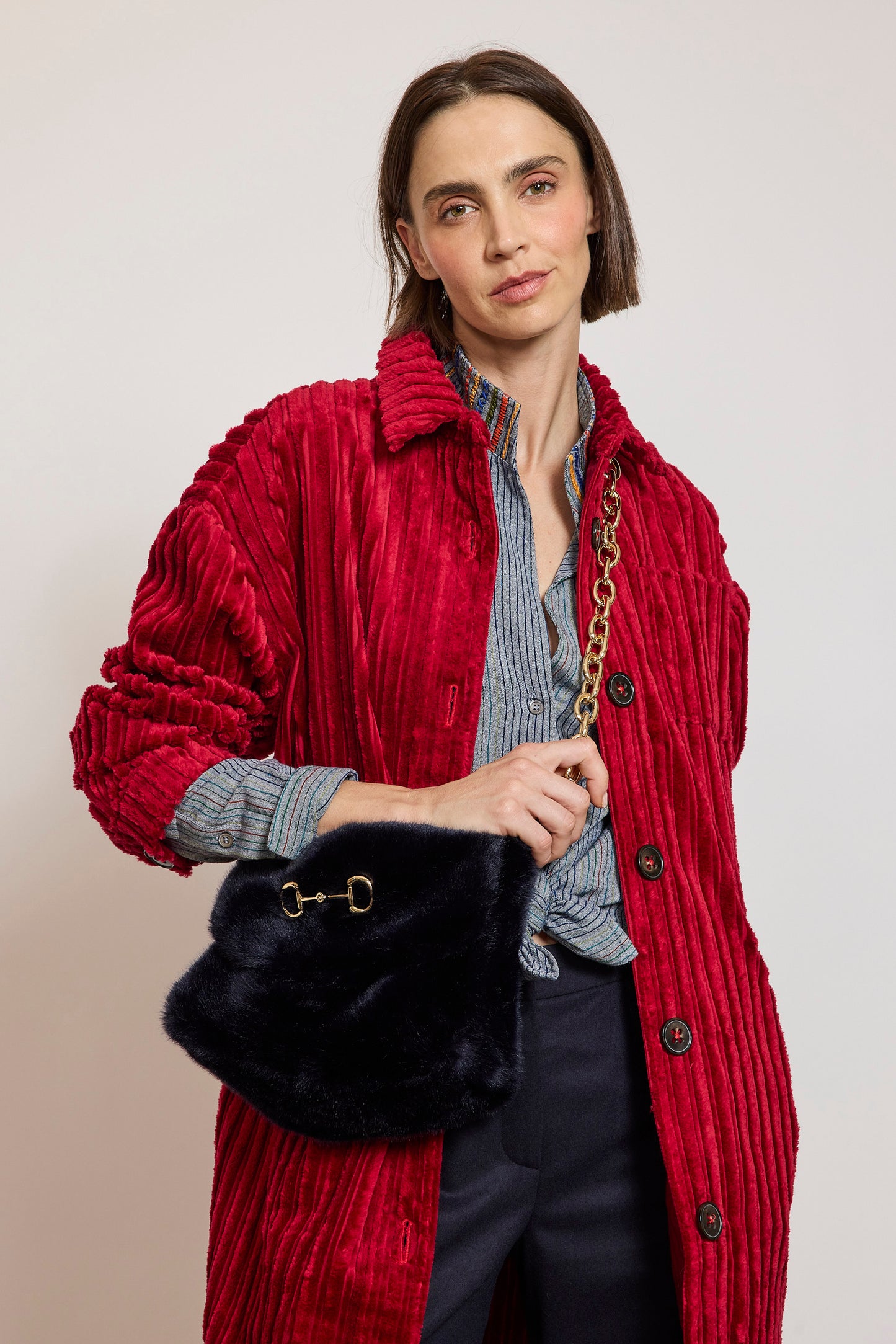 SURCHEMISE MAXI VELOURS FRAISE