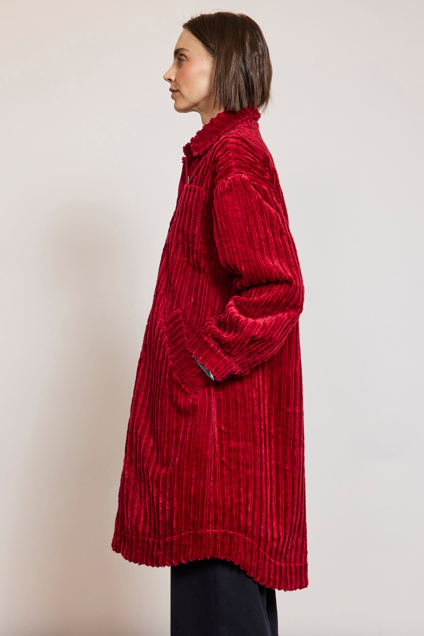 SURCHEMISE MAXI VELOURS FRAISE