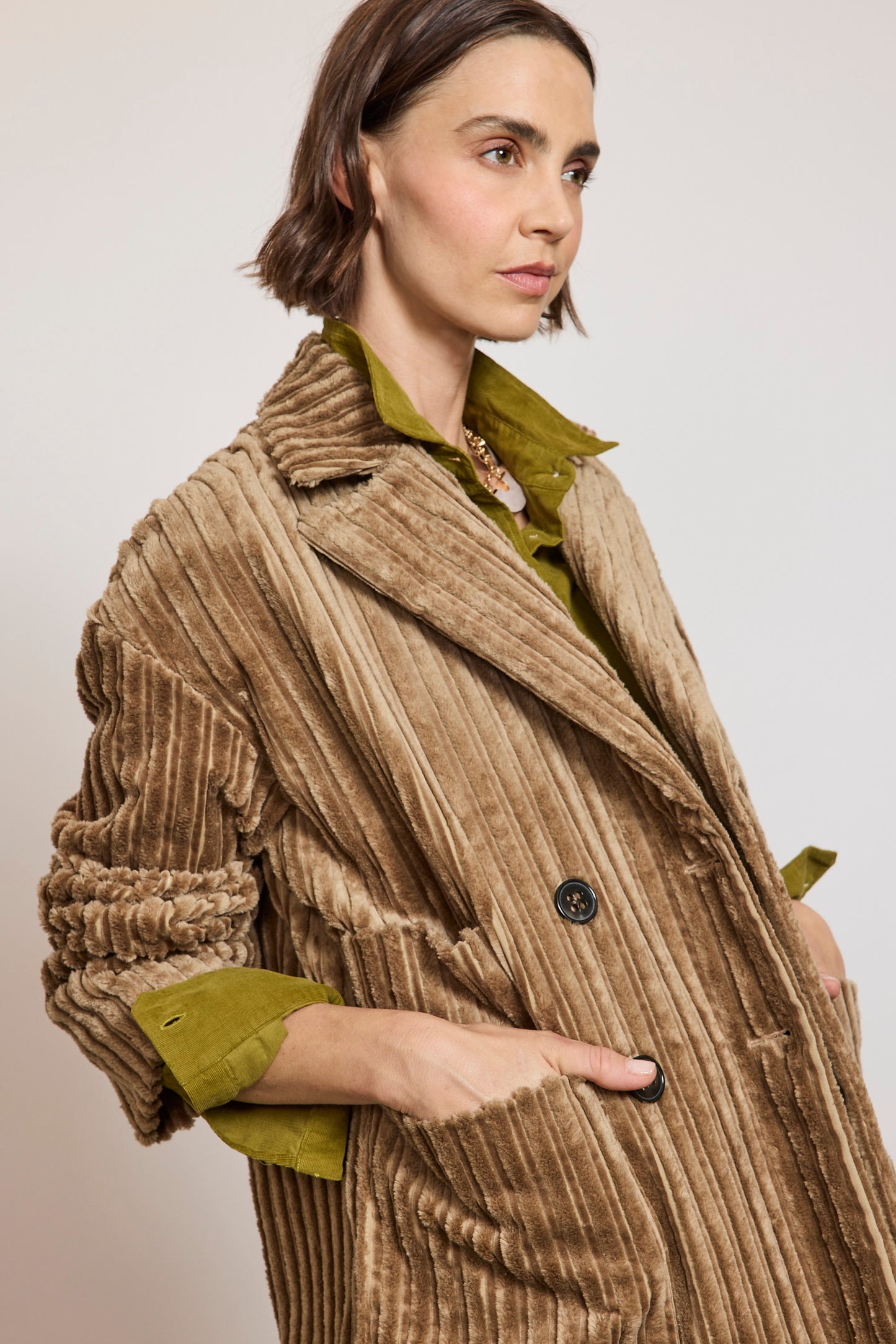 MAXI CORDUROY OVERSHIRT SAND