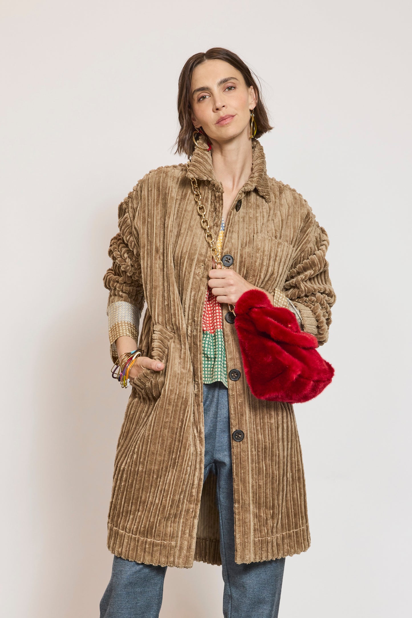 MAXI CORDUROY OVERSHIRT SAND