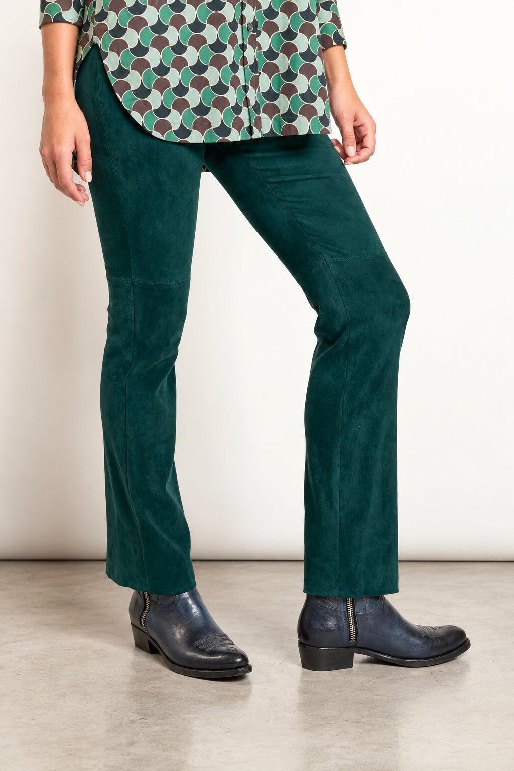 LEATHER STRETCH PANTS FOREST