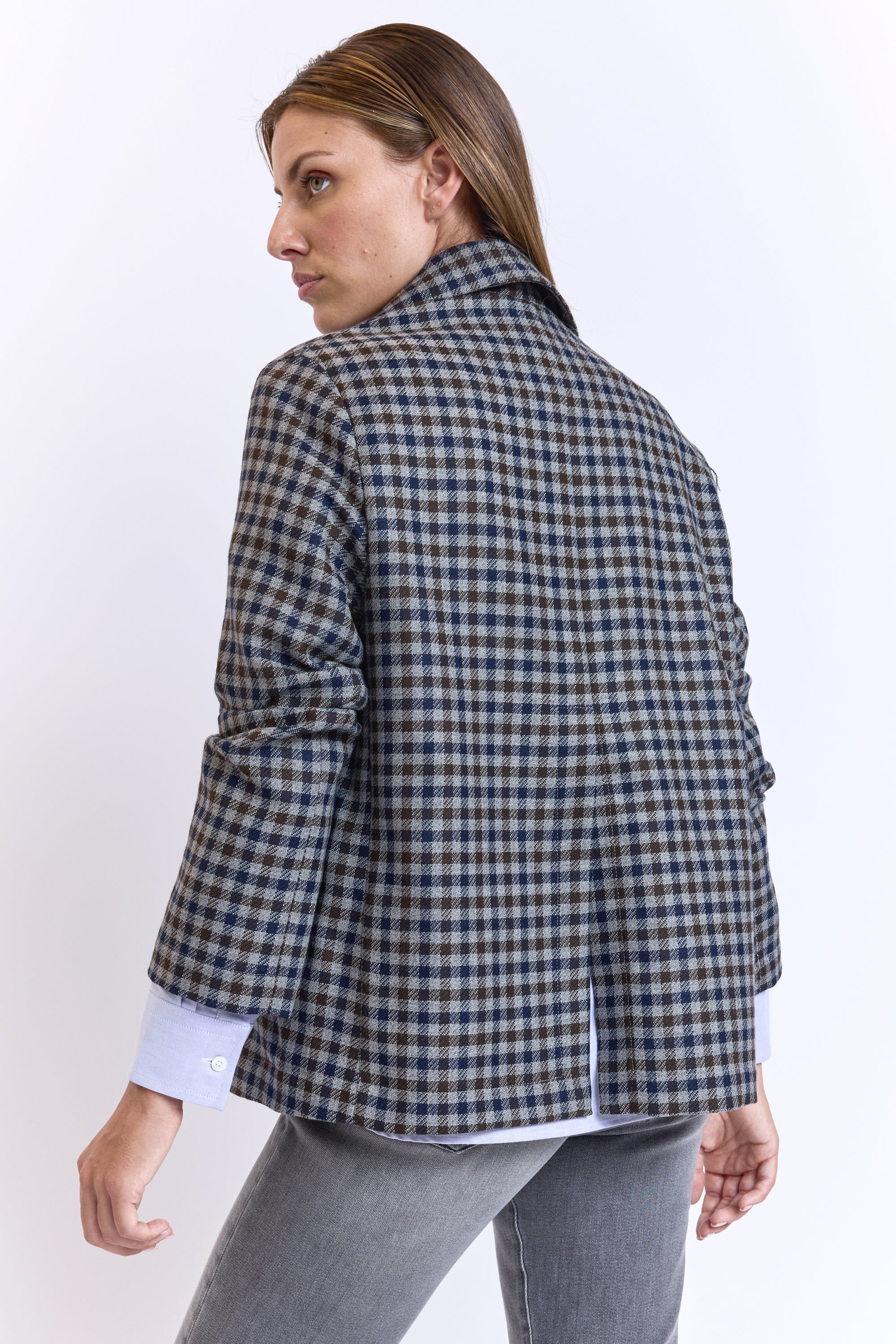 VESTE PETITS CARREAUX MARINE Victoire Paris