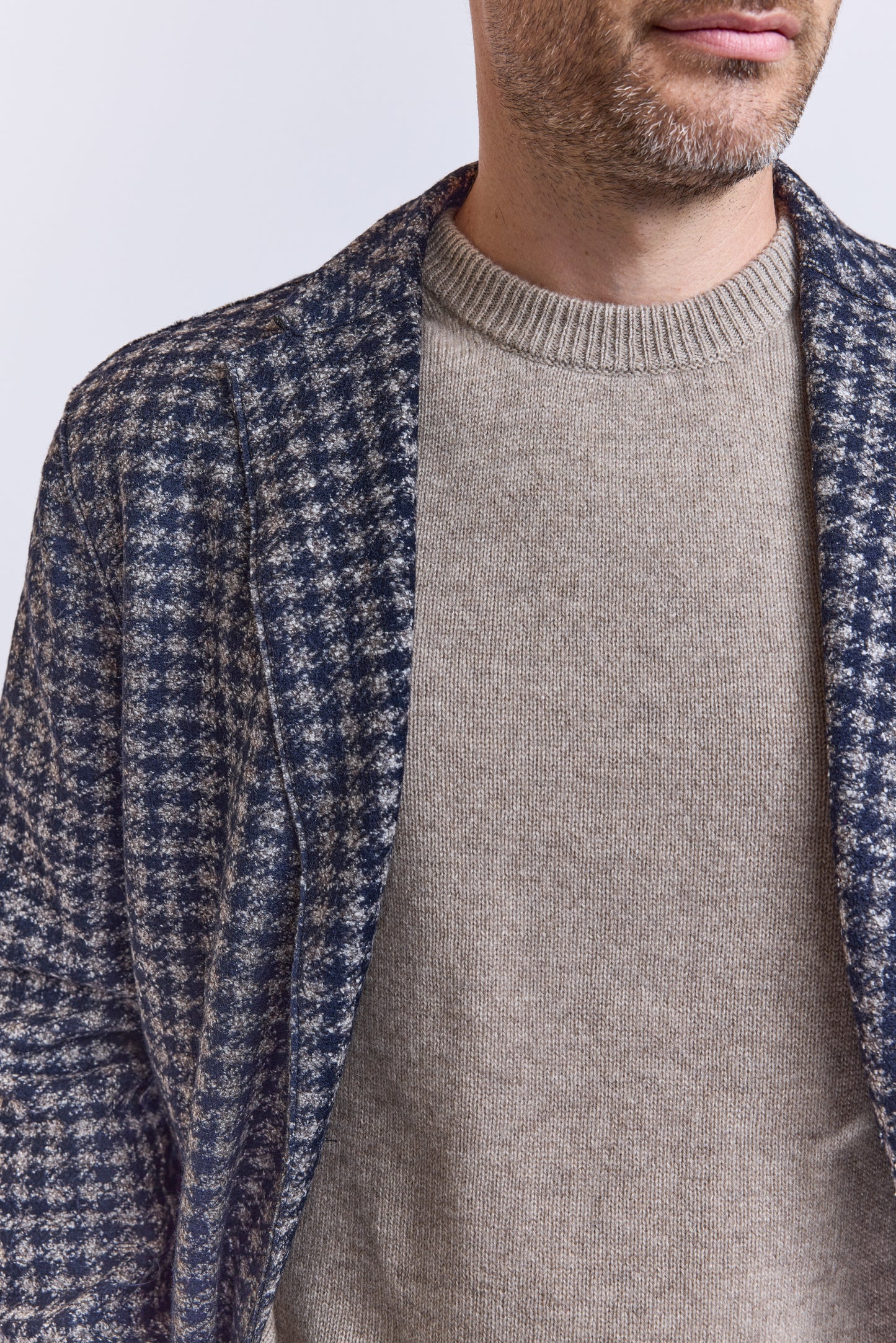 VESTE GROS PIED DE COQ MARINE