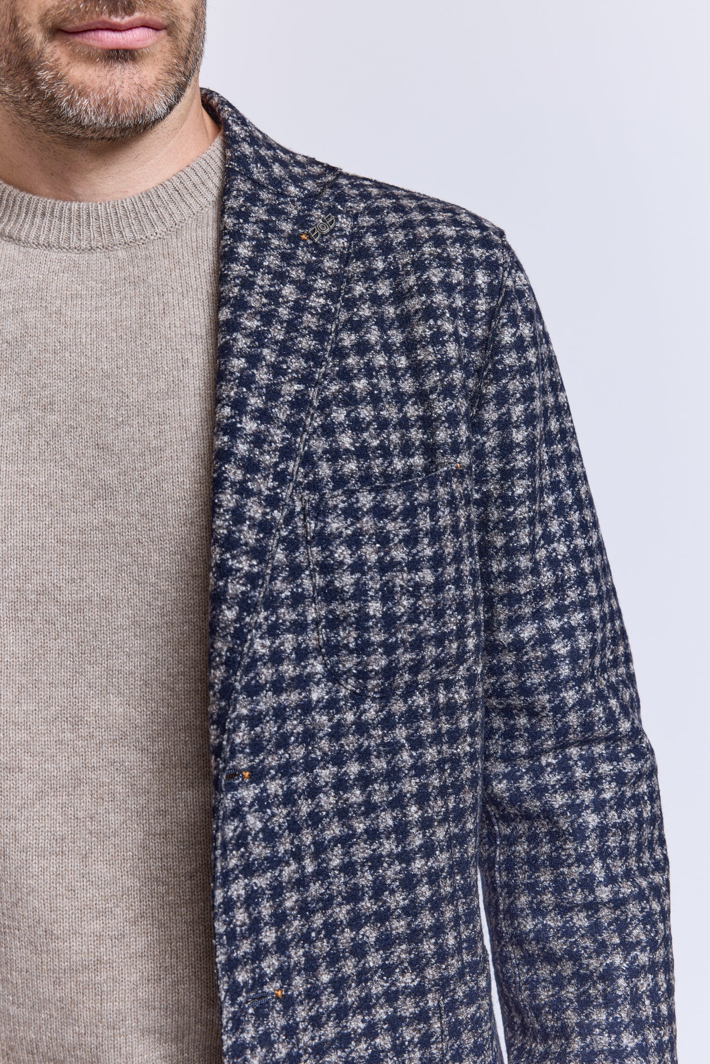 VESTE GROS PIED DE COQ MARINE