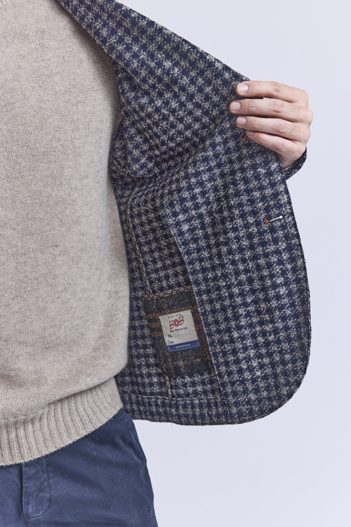 VESTE GROS PIED DE COQ MARINE