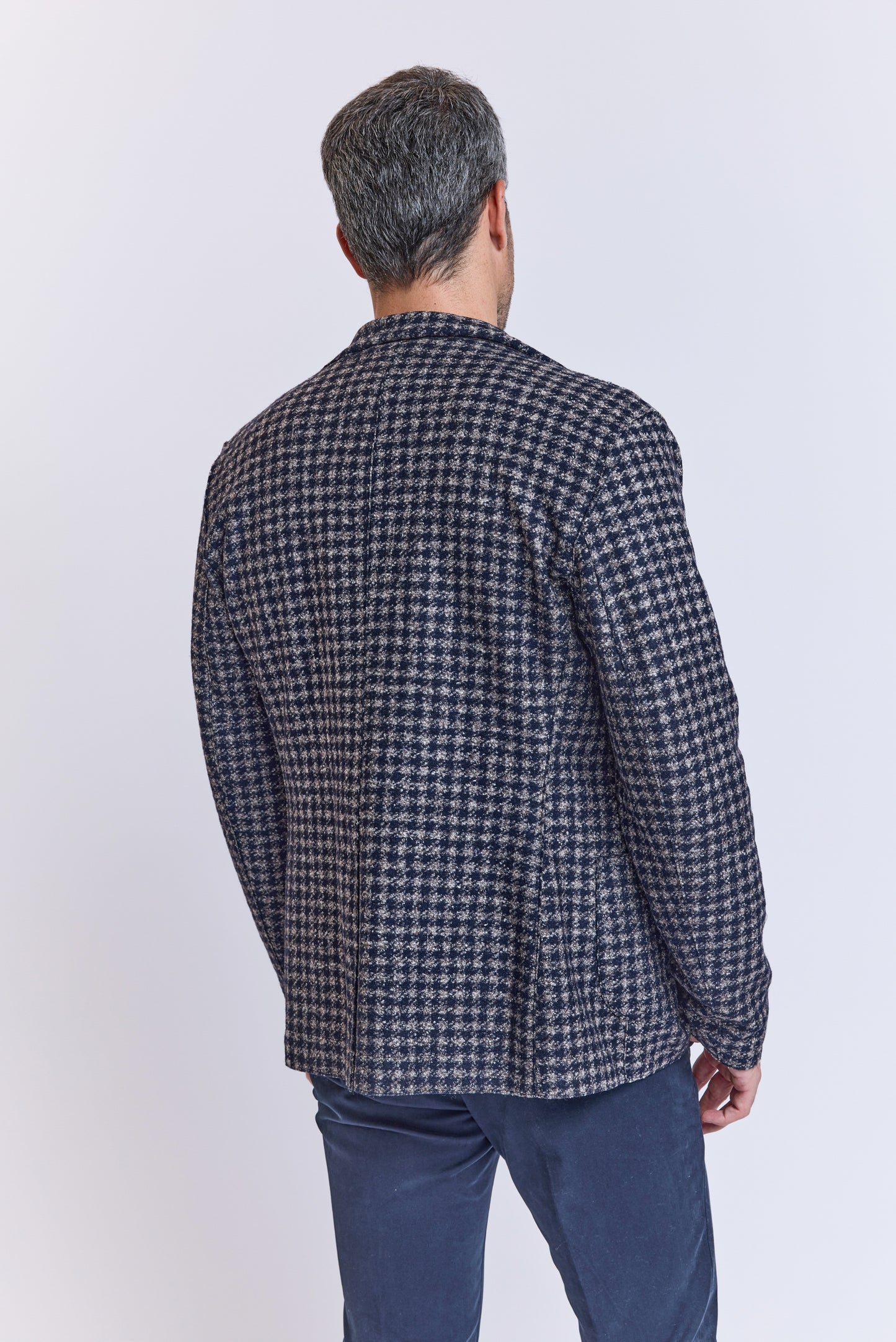 VESTE GROS PIED DE COQ MARINE