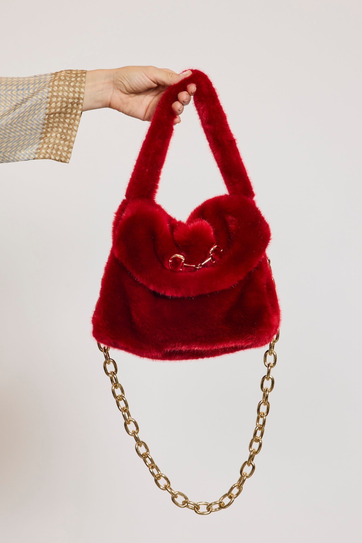 FAKE FUR BAG RED
